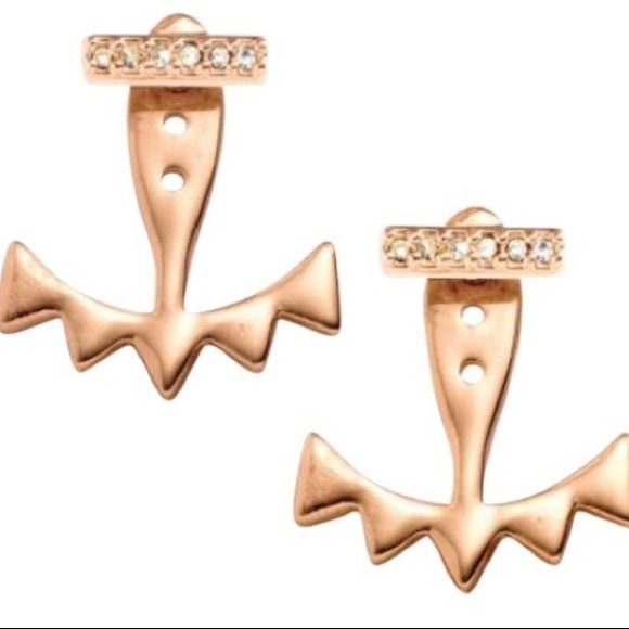 :: S&D RoseGold Pavé 6-in-1 Ear Jacket Earrings - Picture 4 of 8